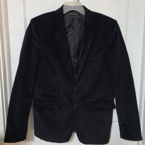 True Religion Men's Black Cordurory Velvet Sport Coat Blazer with Notch Lapel